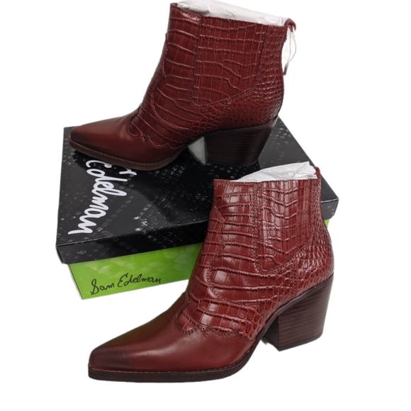 Anthropologie Sam Edelman Crock Leather Ankle Boots - Picture 1 of 6